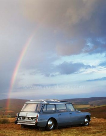 1964 Citroen ID 19 Safari with rainbow in background