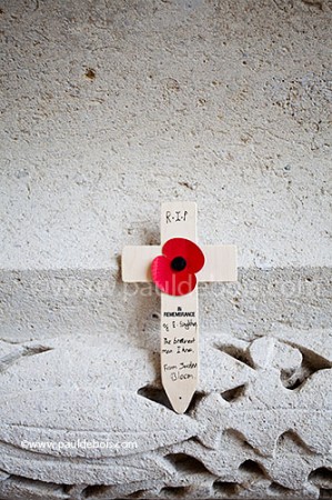 wooden remembrance cross at the Somme memorial at Thiepval