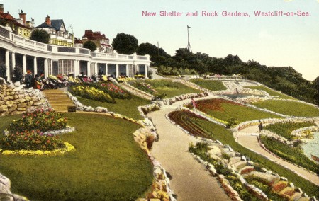 New Shelter and Rock Gardens, Westcliffe-on-Sea - colour postcard