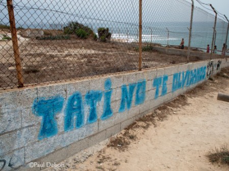 graffiti memorial near Cape Trafalgar lighthouse - 'Do not forget Tati'