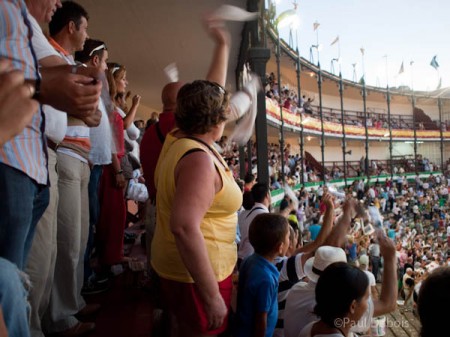 Bullfight crowd at El Puerto de Santa Maria, demanding a higher accolade for the torero from the President.