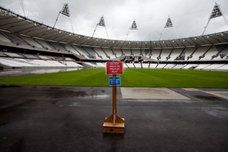 The Olympic stadium during construction