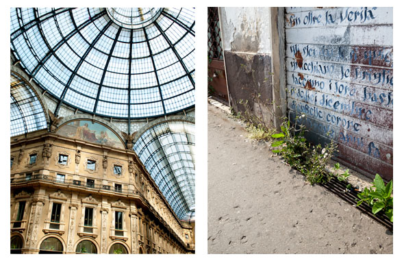 Left: Montenapoleone, Milan  Right: Disused restaurant