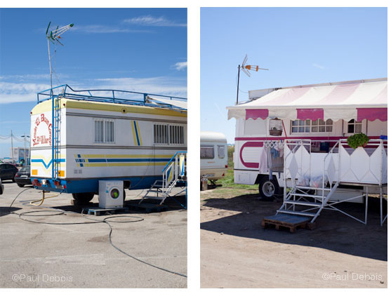 Caravans from the travelling Feria, Conil Caravans from the travelling Feria, Conil