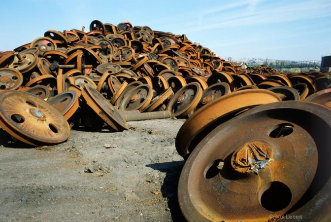 Wheels at Barry Island train scrapyard, 1980