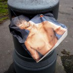 Carrier bag in rubbish bin